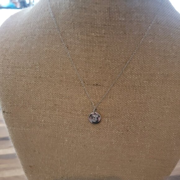J Pendant Necklace in Silver Tone Metal w CZ Accents - Picture 4 of 13